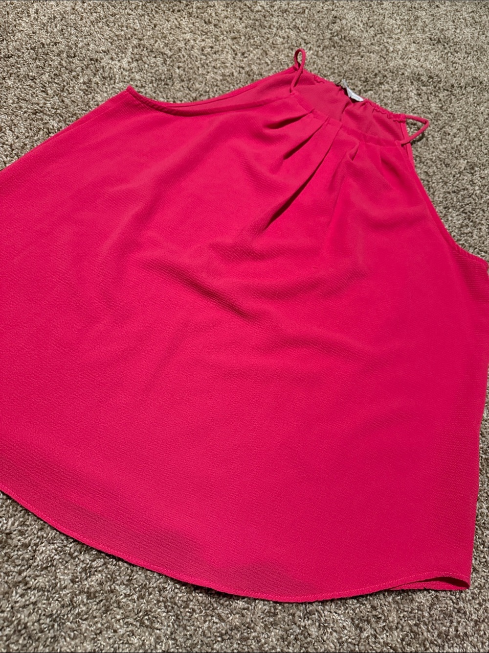 Hot pink lightweight pleated neckline camisole top (L)
